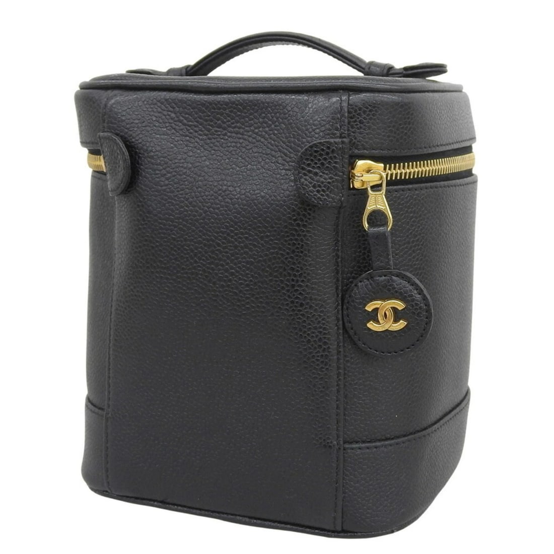 CHANEL COCO MARK VANITY BAG IN CAVIARSKIN, BLACK: CHANEL Coco Mark Vanity Bag in CaviarSkin, Black Brand: Chanel Type/Style: Vanity bag Material: Grained Calfskin Color: Black Size: (HxWxD)17.5cm x 15.5cm x 13cm / 6.88'' x 6.1'' x 5.11'' Accessor