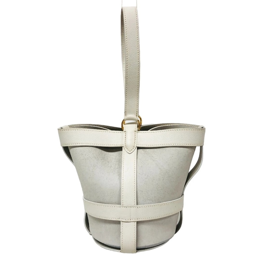 HERMES VEAU GULLIVER HANDBAG WHITE: HERMES Veau Gulliver Handbag White Brand: Hermes Type/Style: Handbag Material: Leather Color: White Size: (HxWxD)16.5cm x 11.7cm x 11.7cm / 6.49'' x 4.6'' x 4.6'' Accessories: None Accesso