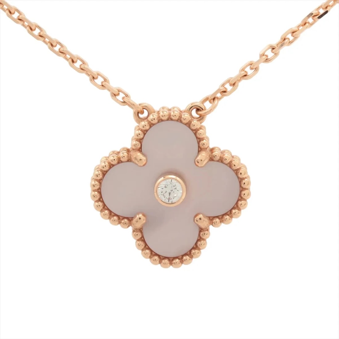 VAN CLEEF & ARPELS PINK DIAMOND NECKLACE 750(PG): Van Cleef & Arpels Pink diamond Necklace 750(PG) Brand: Van Cleef & Arpels Type/Style: Necklace Material: 750(PG) Color: Pink Gold Size: Chain length:42cm Accessories: None Accessories Notice: When