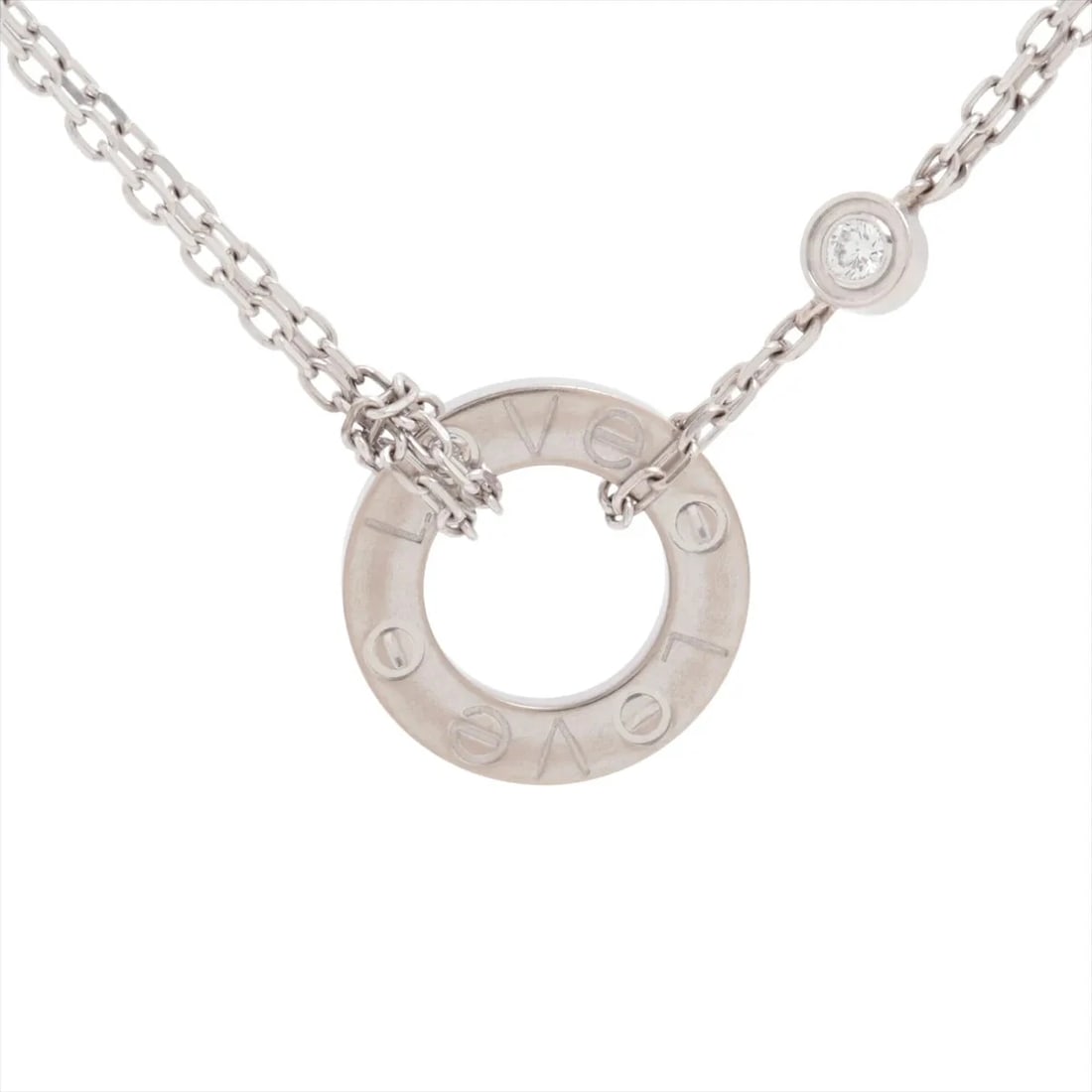 CARTIER LOVE CIRCLE 2P DIAMOND NECKLACE 750(WG): Cartier Love Circle 2P diamond Necklace 750(WG) Brand: Cartier Type/Style: Necklace Material: 750(WG), Main Stone Natural Color: White Gold Size: Chain length:41.3cm Accessories: None Accessories