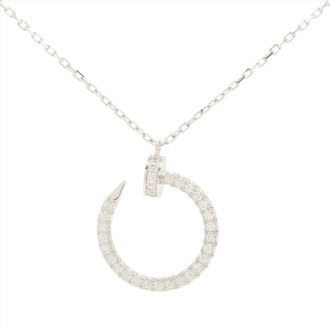 CARTIER DIAMOND NECKLACE 750(WG): Cartier diamond Necklace 750(WG) Brand: Cartier Type/Style: Necklace Material: 750(WG), Main Stone Natural Color: White Gold Size: Chain length:45.8cm Accessories: None Accessories Notice: When