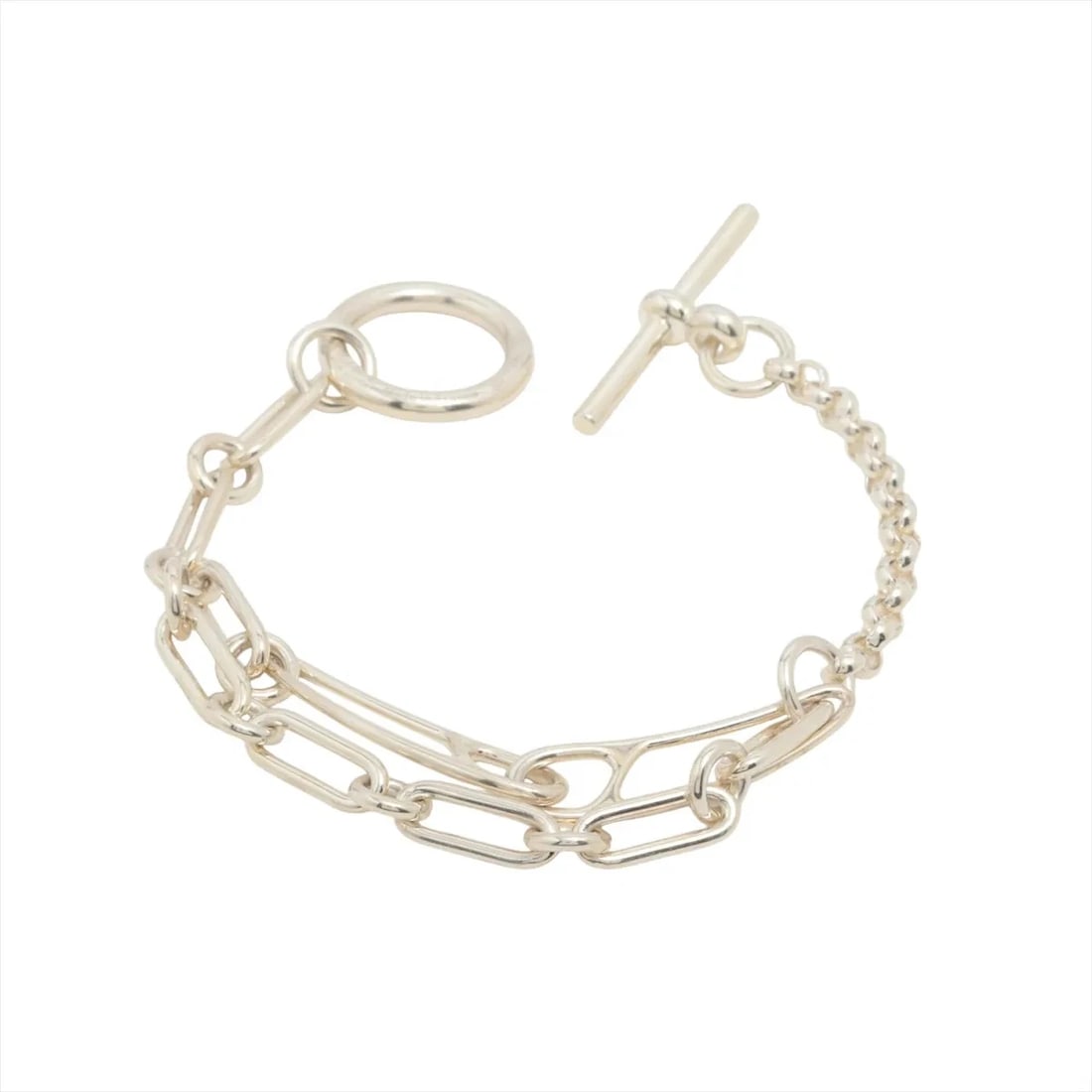 HERMES CHAINE D'ANCRE PUNKS BRACELET: Hermes Chaine d'Ancre punks Bracelet Brand: Hermes Type/Style: Bracelet Material: 925 Color: Silver Size: Bracelet length:15.5cm Accessories: None Accessories Notice: When purchasing pre-owned goods,