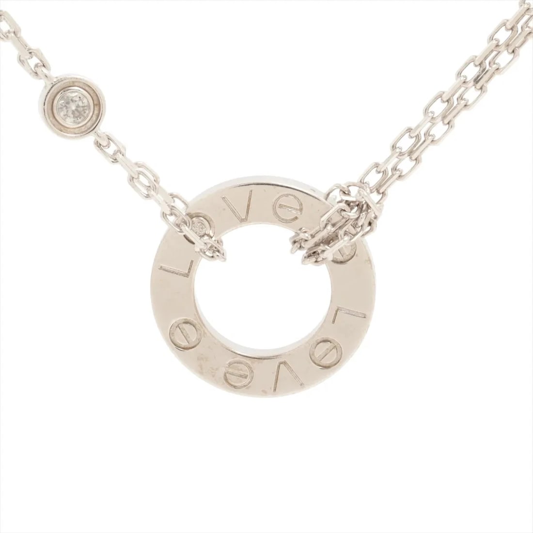 CARTIER LOVE CIRCLE DIAMOND NECKLACE 750(WG): Cartier Love Circle diamond Necklace 750(WG) Brand: Cartier Type/Style: Necklace Material: 750(WG), Main Stone Natural Color: White Gold Size: Chain length:41.2cm Accessories: None Accessories