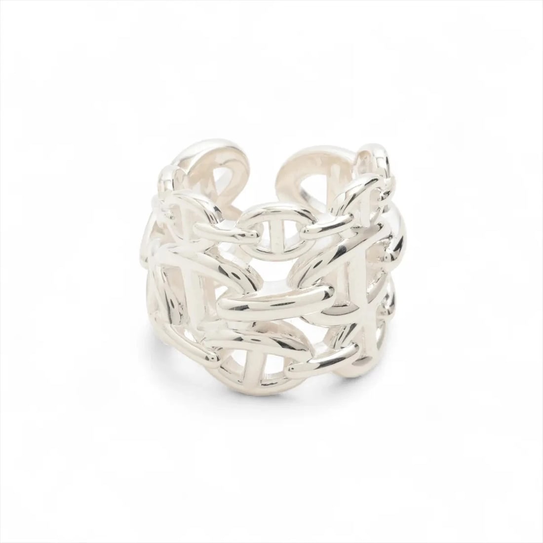 HERMES RING 925 SILVER: Hermes Ring 925 Silver Brand: Hermes Type/Style: Ring Material: 925 Color: Silver Size: 5.5 - 5.75 US Accessories: None Accessories Notice: When purchasing pre-owned goods, please refer to