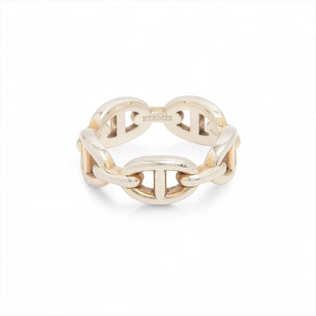 HERMES RING 925 SILVER: Hermes Ring 925 Silver Brand: Hermes Type/Style: Ring Material: 925 Color: Silver Size: 7.5 US Accessories: None Accessories Notice: When purchasing pre-owned goods, please refer to the photos of the