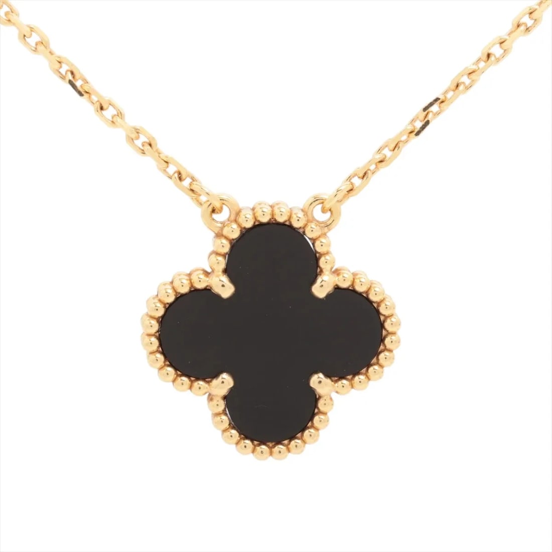 VAN CLEEF & ARPELS ALHAMBRA ONYX NECKLACE: Van Cleef & Arpels Alhambra Onyx Necklace Brand: Van Cleef & Arpels Type/Style: Necklace Material: 750(YG) Color: Yellow Gold Size: Chain length:42cm Accessories: None Accessories Notice: When