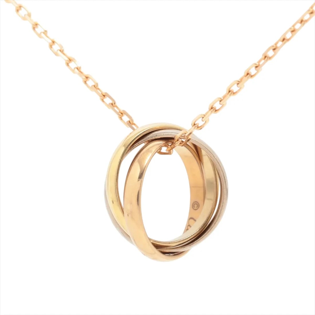 CARTIER BABY TRINITY NECKLACE 750(YG PG WG): Cartier Baby Trinity Necklace 750(YG PG WG) Brand: Cartier Type/Style: Necklace Material: 750(YG?PG?WG) Color: YG?PG?WG Size: Chain length:42.3cm Accessories: None Accessories Notice: When purchasing