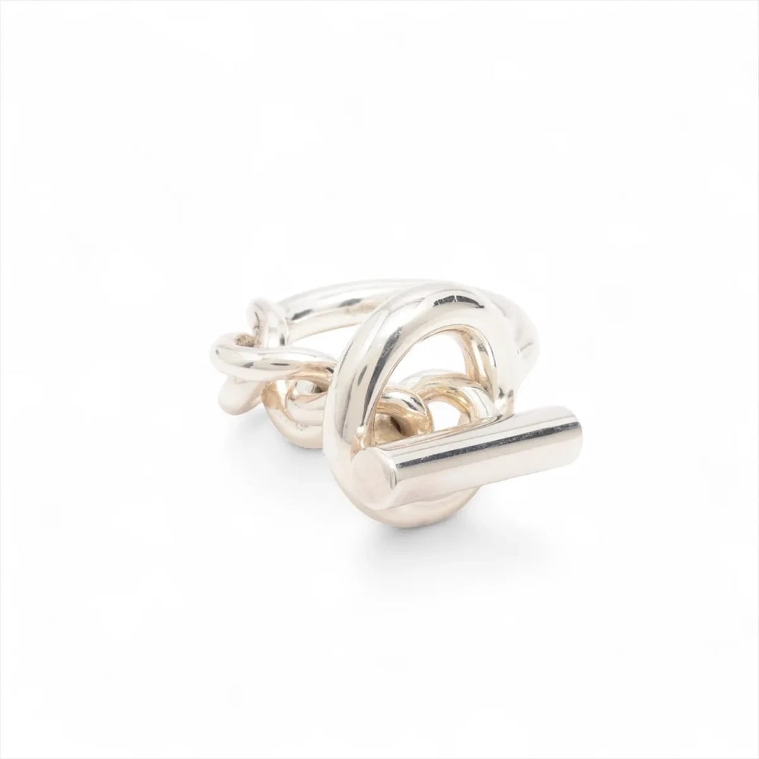 HERMES CROISET RING 925 SILVER: Hermes Croiset Ring 925 Silver Brand: Hermes Type/Style: Ring Material: 925 Color: Silver Size: 4.5 US Accessories: None Accessories Notice: When purchasing pre-owned goods, please refer to the