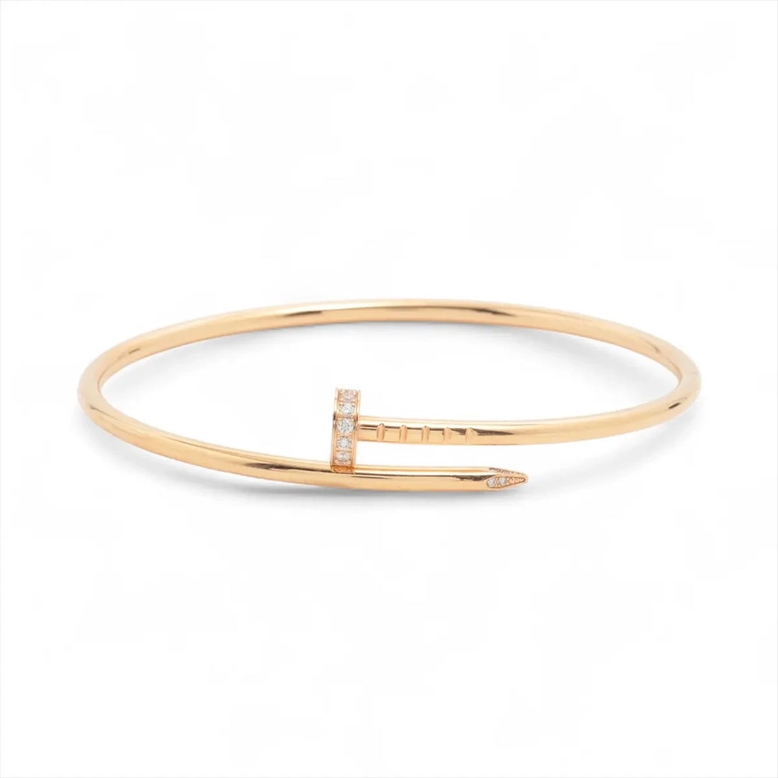 CARTIER JUSTE UN CLOU SM DIAMOND BRACELET: Cartier Juste un Clou SM diamond Bracelet Brand: Cartier Type/Style: Bracelet Material: 750(PG) Color: pink gold Size: Bracelet length:16.8cm Accessories: None Accessories Notice: When purchasing