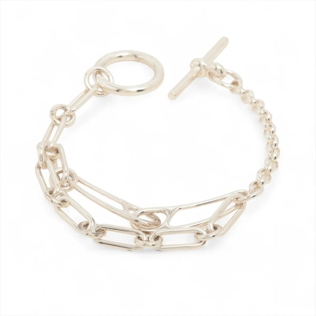 HERMES CHAINE D'ANCRE PUNKS BRACELET: Hermes Chaine d'Ancre punks Bracelet Brand: Hermes Type/Style: Bracelet Material: 925 Color: Silver Size: Bracelet length:15cm Accessories: None Accessories Notice: When purchasing pre-owned goods,