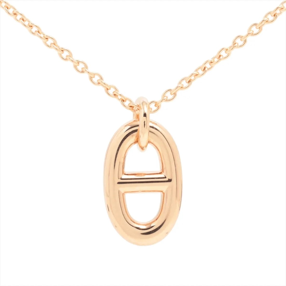 HERMES NECKLACE 750(PG): Hermes Necklace 750(PG) Brand: Hermes Type/Style: Necklace Material: 750(PG) Color: Pink Gold Size: Chain length:41.5cm Accessories: None Accessories Notice: When purchasing pre-owned goods, please