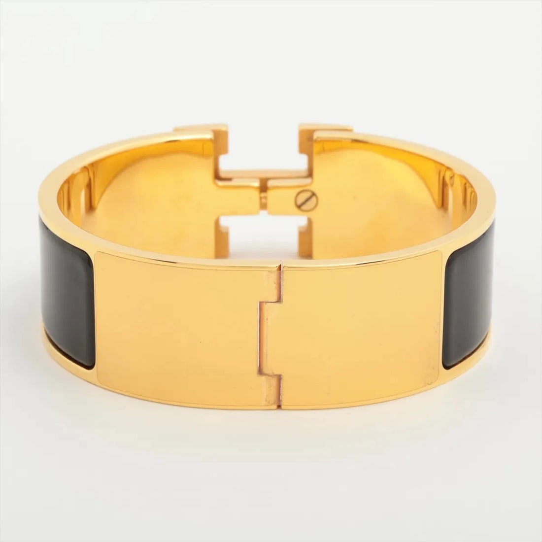 HERMES CLICK CRACK H LARGE BANGLE GP BLACK?GOLD: Hermes click crack h large Bangle GP Black?Gold Brand: Hermes Type/Style: Bracelet Material: GP Color: Black?Gold Size: Bracelet length:16cm Accessories: None Accessories Notice: When purchasing