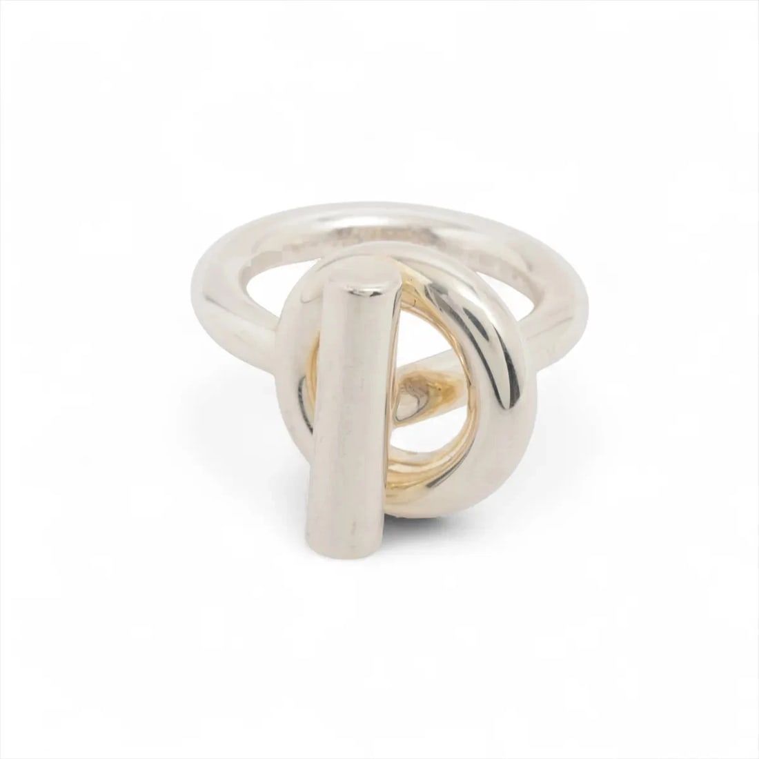 HERMES ECHAPPEE RING: Hermes Echappee Ring Brand: Hermes Type/Style: Ring Material: 925 Color: Silver Size: 4.5 US Accessories: None Accessories Notice: When purchasing pre-owned goods, please refer to the photos of the