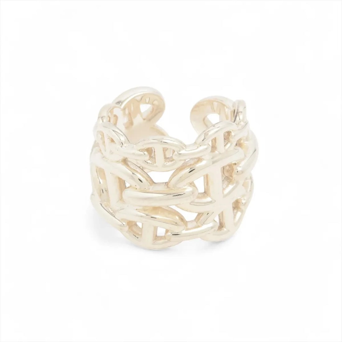 HERMES CHAINE D'ANCRE ENCHAINEE RING 925 SILVER: Hermes Chaine d'Ancre Enchainee Ring 925 Silver Brand: Hermes Type/Style: Ring Material: 925 Color: Silver Size: 7.25 US Accessories: None Accessories Notice: When purchasing pre-owned goo