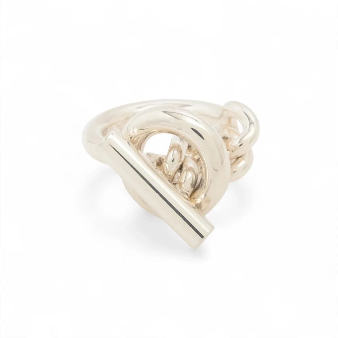 HERMES CROISET GM RING: Hermes Croiset GM Ring Brand: Hermes Type/Style: Ring Material: 925 Color: Silver Size: 5.5 - 5.75 US Accessories: None Accessories Notice: When purchasing pre-owned goods, please refer to the photos