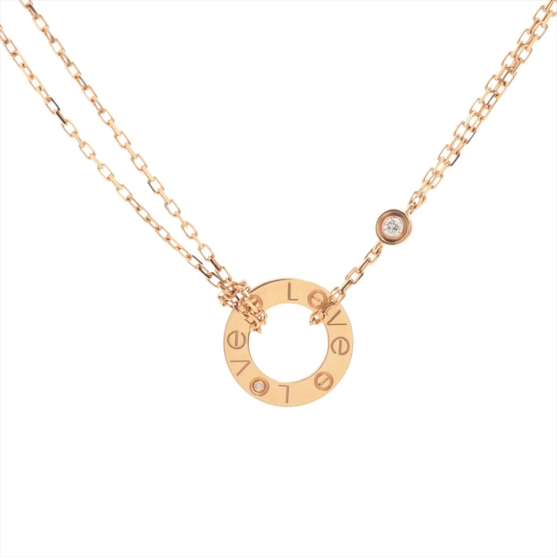 CARTIER DIAMOND NECKLACE 750(PG): Cartier diamond Necklace 750(PG) Brand: Cartier Type/Style: Necklace Material: 750(PG) Color: Pink Gold Size: Chain length:41.2cm Accessories: None Accessories Notice: When purchasing pre-owned