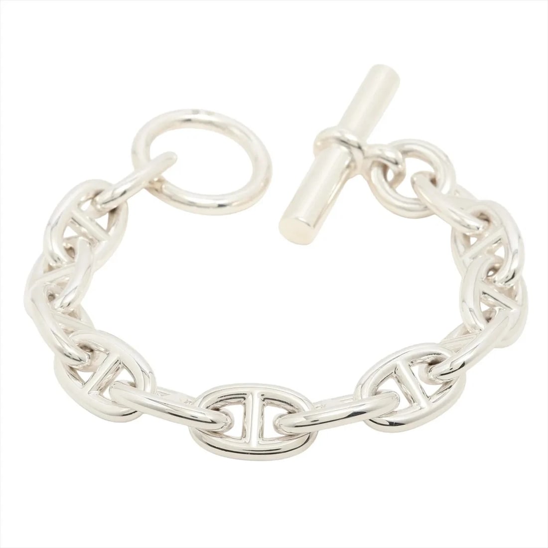 HERMES CHAINE D'ANCRE MM BRACELET: Hermes Chaine d'Ancre MM Bracelet Brand: Hermes Type/Style: Bracelet Material: 925 Color: Silver Size: Bracelet length:13cm Accessories: None Accessories Notice: When purchasing pre-owned goods,