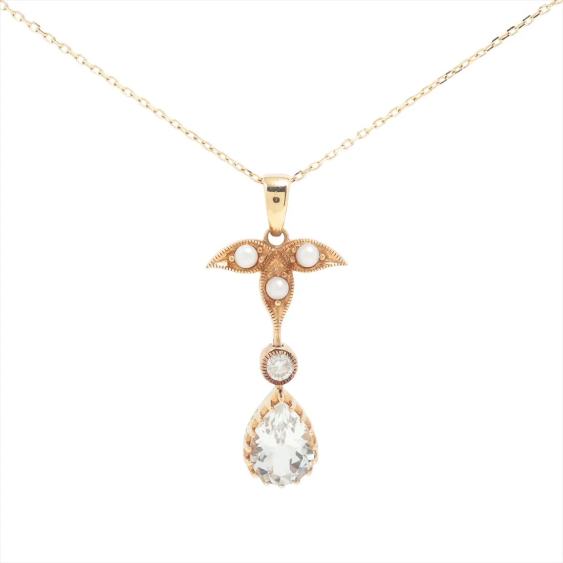 AGET COLORED STONE DIAMOND NECKLACE K14(YG): aget Colored stone diamond Necklace K14(YG) Brand: aget Type/Style: Necklace Material: K14(YG) Color: Yellow Gold Size: Chain length:45.3cm Accessories: None Accessories Notice: When purchasing