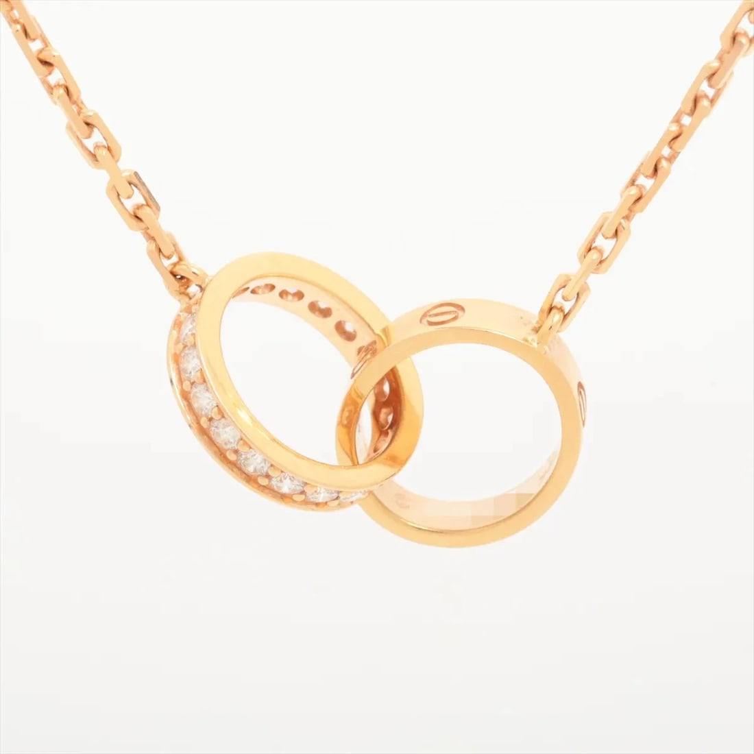 CARTIER BABY LOVE DIAMOND NECKLACE 750(PG): Cartier Baby Love diamond Necklace 750(PG) Brand: Cartier Type/Style: Necklace Material: 750(PG) Color: Pink Gold Size: Chain length:43.4cm Accessories: None Accessories Notice: When purchasing