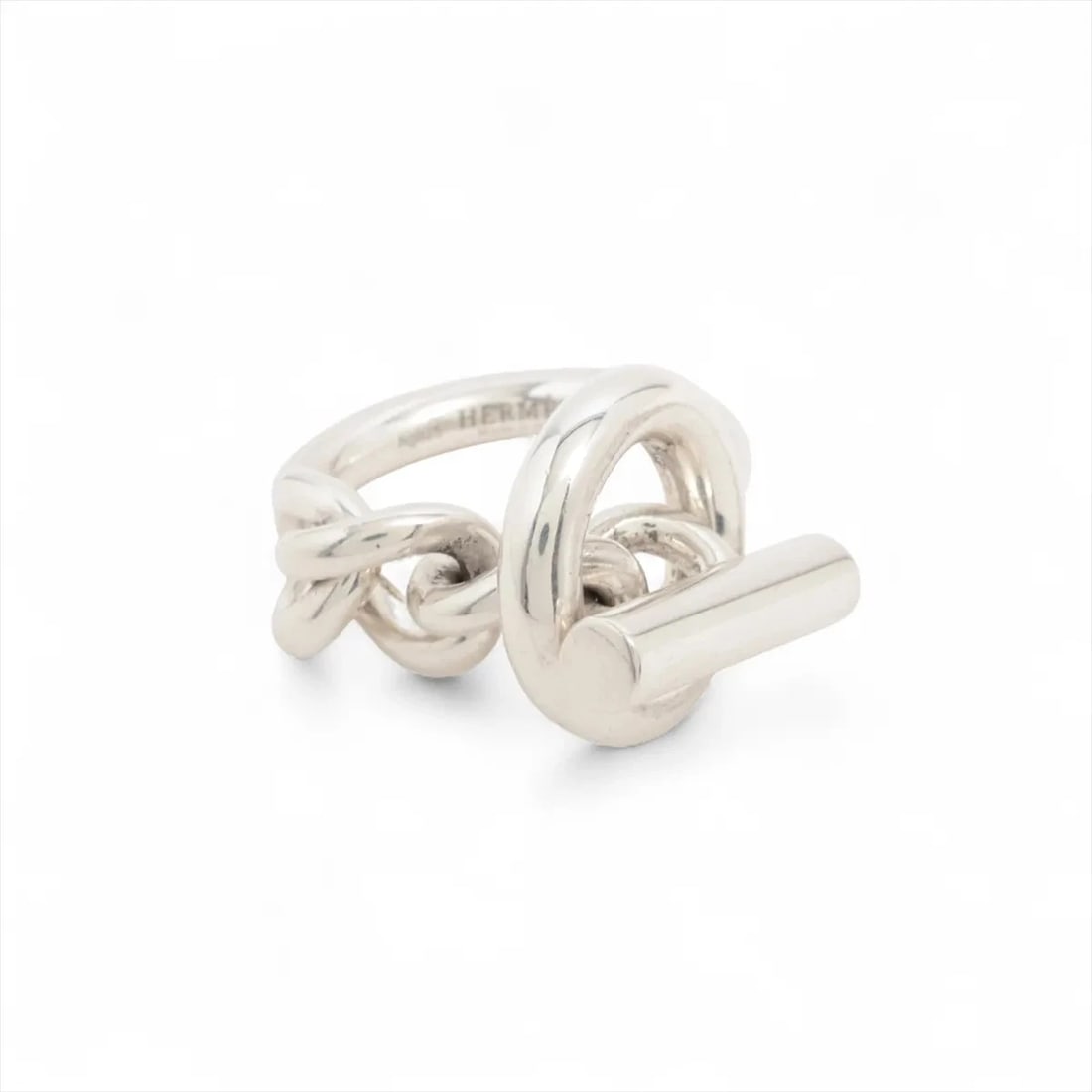 HERMES CROISET RING: Hermes Croiset Ring Brand: Hermes Type/Style: Ring Material: 925 Color: Silver Size: 5.5 - 5.75 US Accessories: None Accessories Notice: When purchasing pre-owned goods, please refer to the photos of