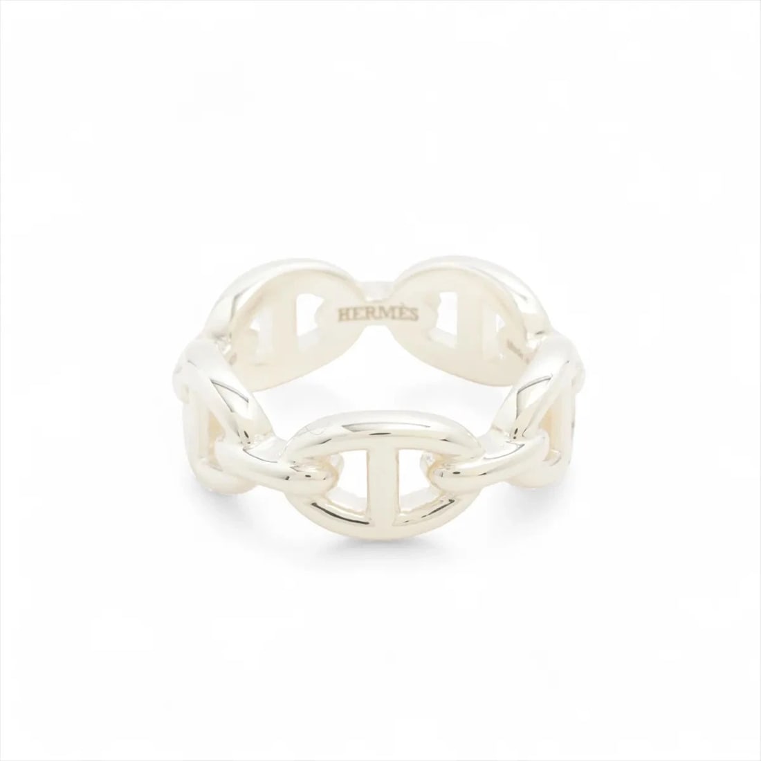 HERMES RING 925 SILVER: Hermes Ring 925 Silver Brand: Hermes Type/Style: Ring Material: 925 Color: Silver Size: 5.5 - 5.75 US Accessories: None Accessories Notice: When purchasing pre-owned goods, please refer to