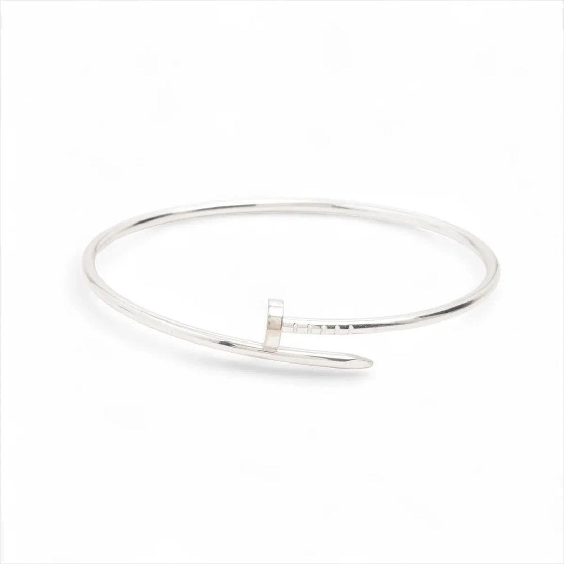 CARTIER JUSTE UN CLOU BRACELET 750(WG): Cartier Juste un Clou Bracelet 750(WG) Brand: Cartier Type/Style: Bracelet Material: 750(WG) Color: White Gold Size: Bracelet length:18.1cm Accessories: None Accessories Notice: When purchasing