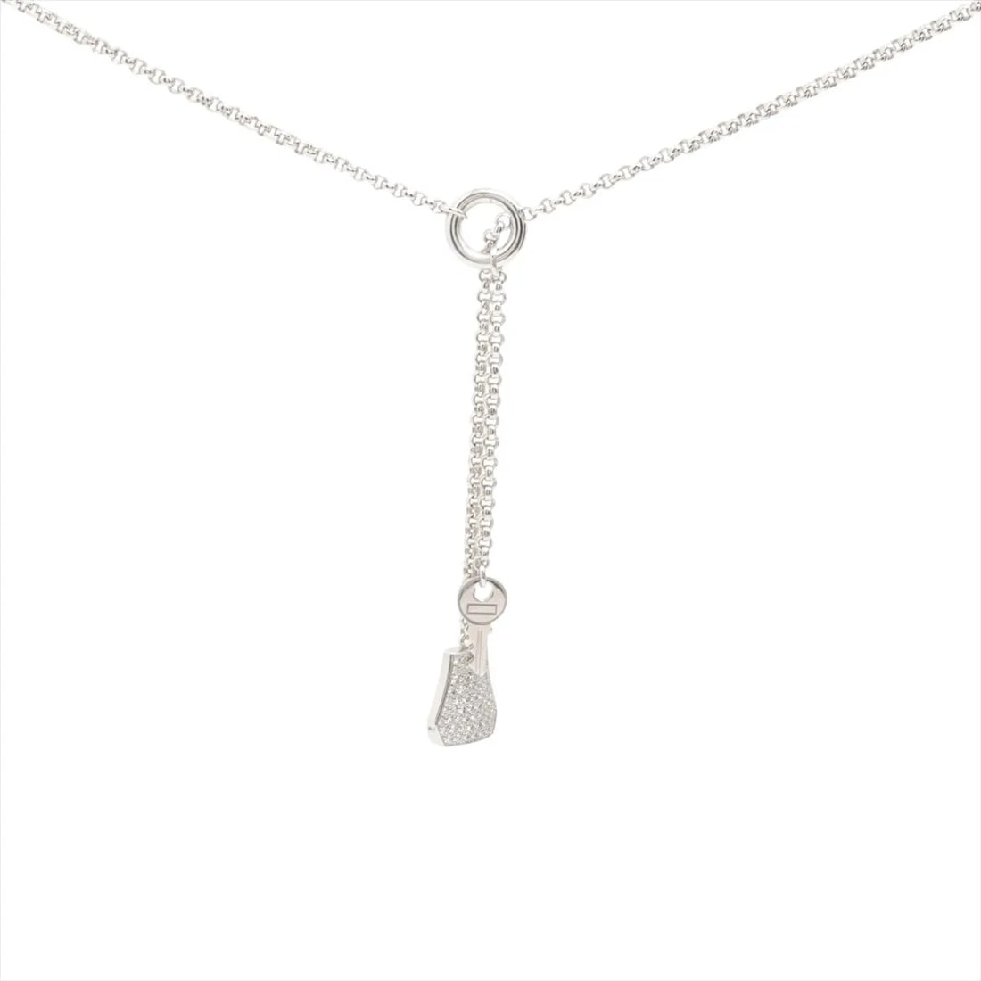 HERMES DIAMOND NECKLACE 750(WG): Hermes diamond Necklace 750(WG) Brand: Hermes Type/Style: Necklace Material: 750(WG), Main Stone Natural Color: White Gold Size: Chain length:40.5cm Accessories: None Accessories Notice: When