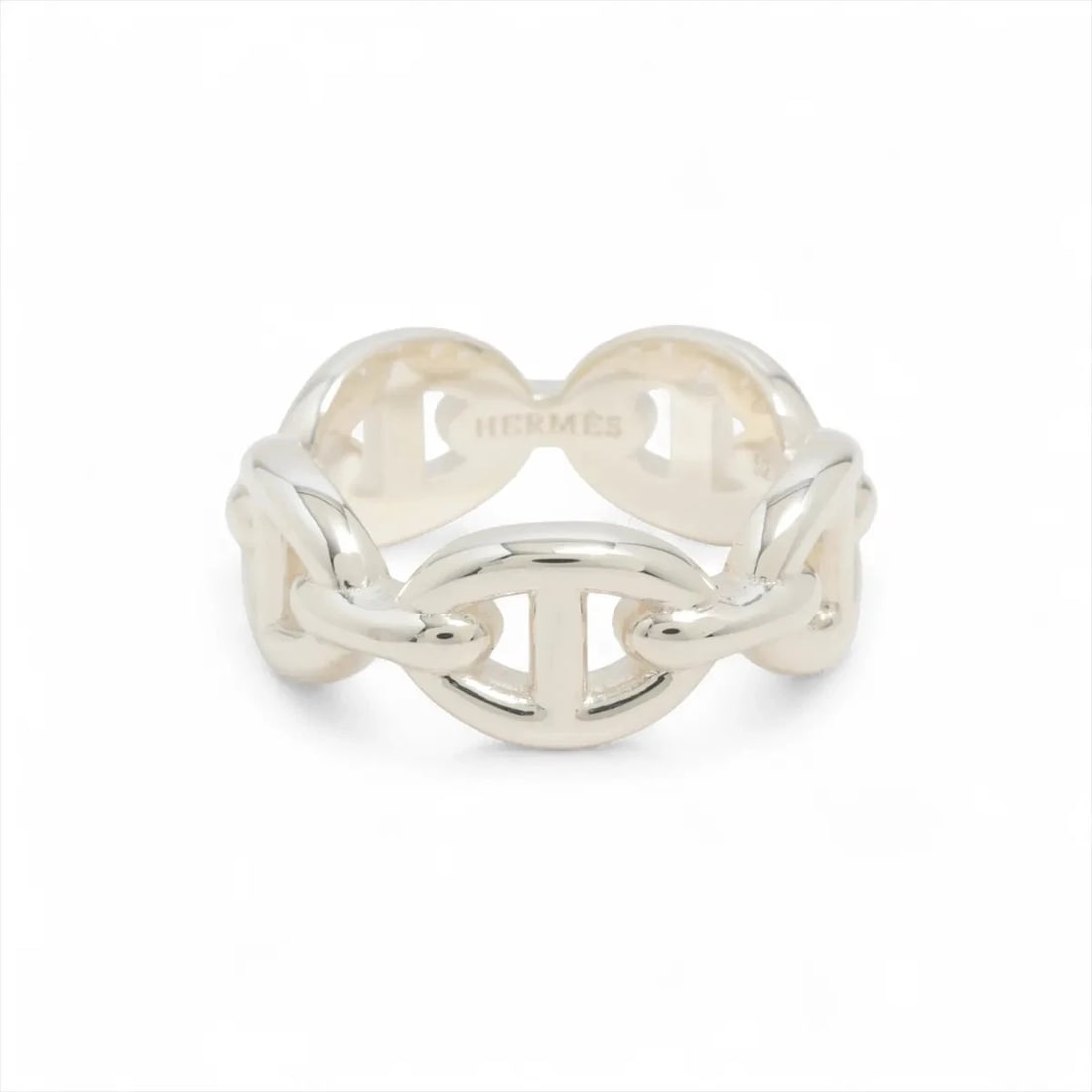 HERMES RING 925 SILVER: Hermes Ring 925 Silver Brand: Hermes Type/Style: Ring Material: 925 Color: Silver Size: 5.5 - 5.75 US Accessories: None Accessories Notice: When purchasing pre-owned goods, please refer to