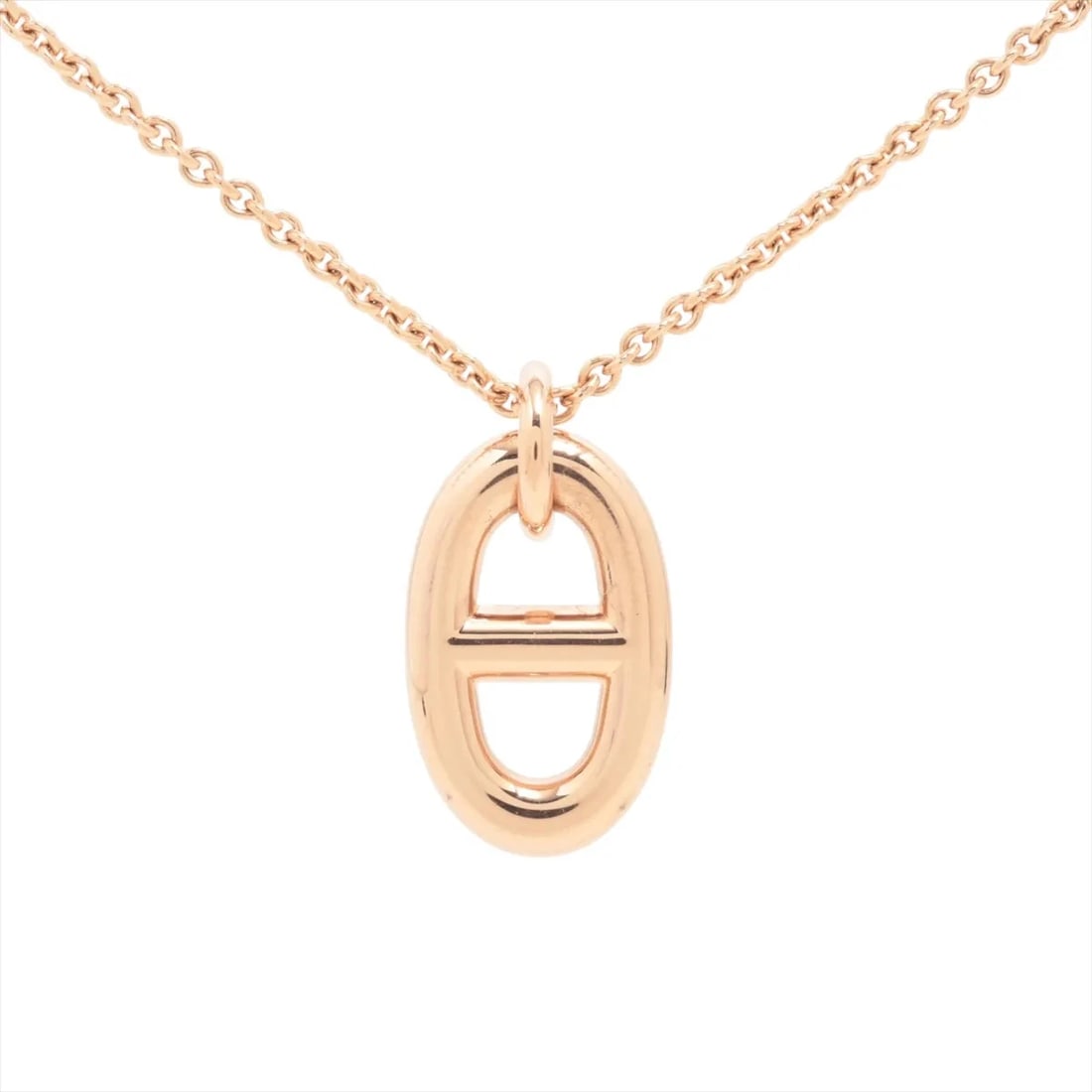 HERMES NECKLACE 750(PG): Hermes Necklace 750(PG) Brand: Hermes Type/Style: Necklace Material: 750(PG) Color: Pink Gold Size: Chain length:41.6cm Accessories: None Accessories Notice: When purchasing pre-owned goods, please