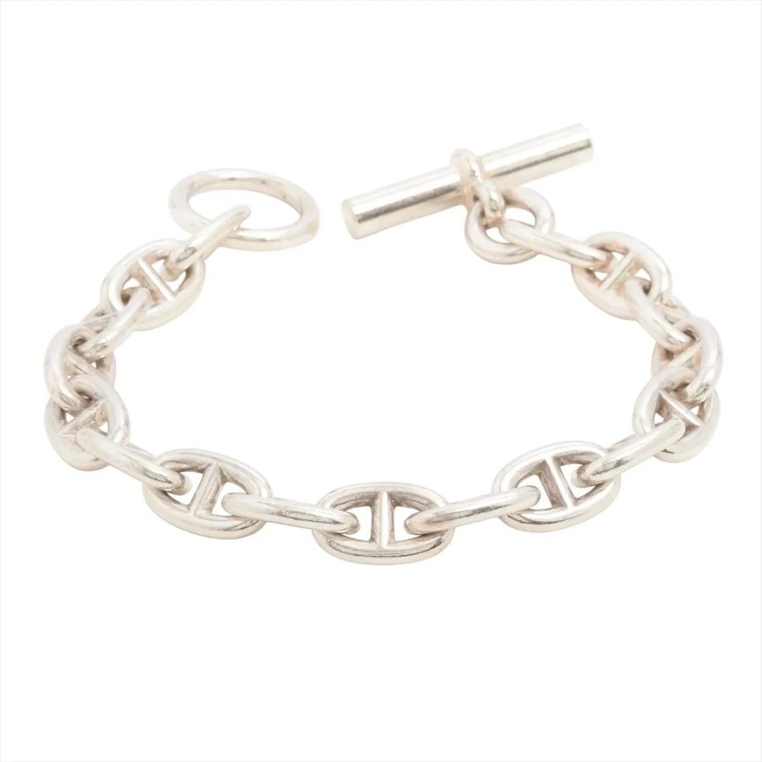 HERMES CHAINE D'ANCRE MM BRACELET: Hermes Chaine d'Ancre MM Bracelet Brand: Hermes Type/Style: Bracelet Material: 925 Color: Silver Size: Bracelet length:18cm Accessories: None Accessories Notice: When purchasing pre-owned goods,
