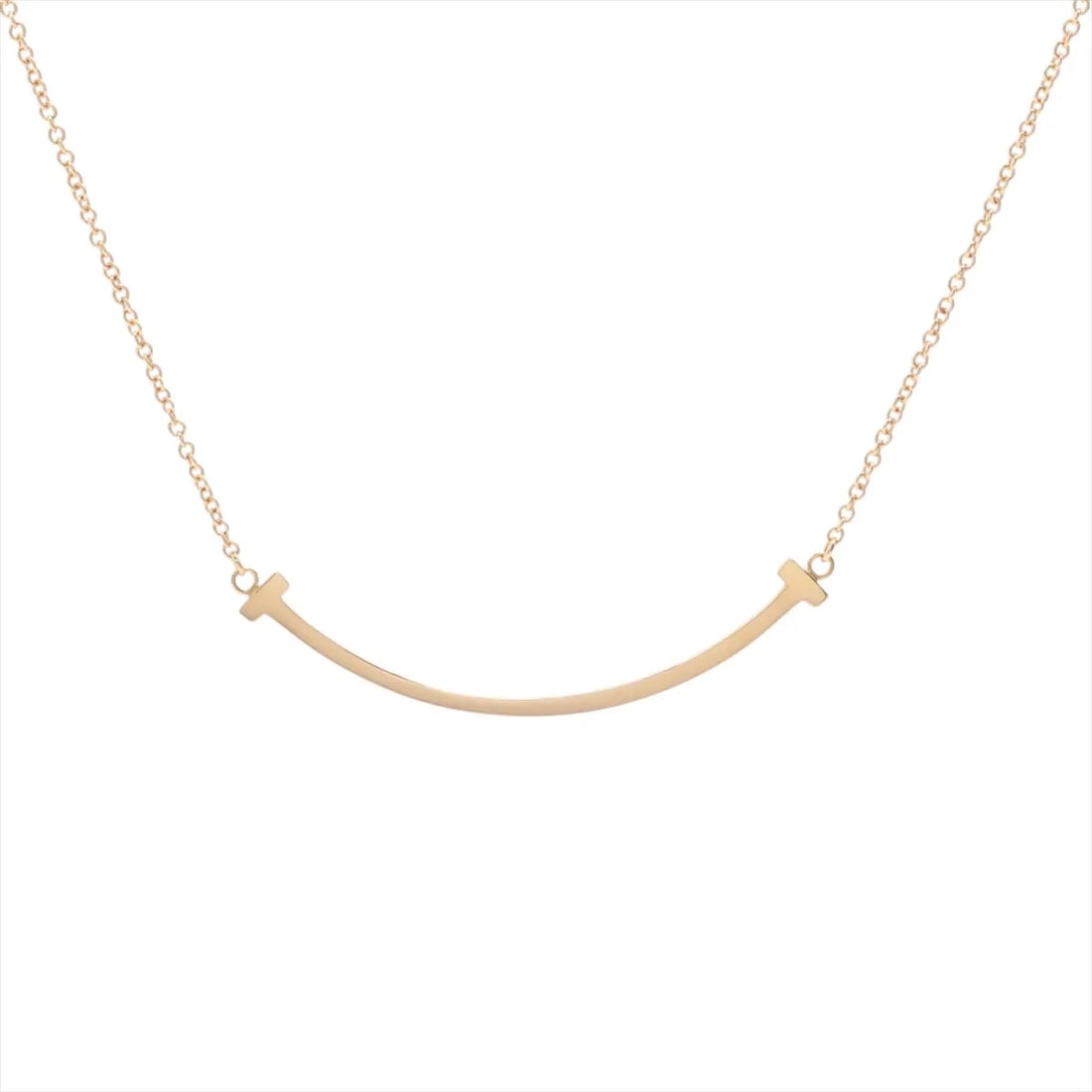 TIFFANY T SMILE SMALL NECKLACE: Tiffany T Smile Small Necklace Brand: Tiffany Type/Style: Necklace Material: 750(PG) Color: pink gold Size: Chain length:46cm Accessories: None Accessories Notice: When purchasing pre-owned goods,