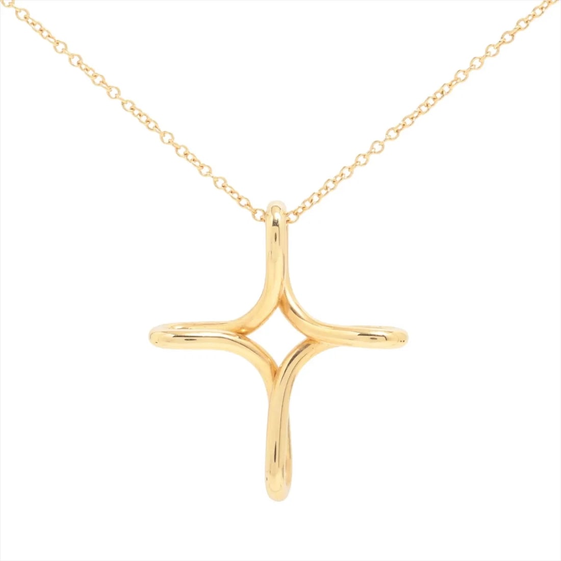 TIFFANY INFINITY CROSS NECKLACE 750(YG): Tiffany Infinity Cross Necklace 750(YG) Brand: Tiffany Type/Style: Necklace Material: 750(YG) Color: Yellow Gold Size: Chain length:40.9cm Accessories: None Accessories Notice: When purchasing