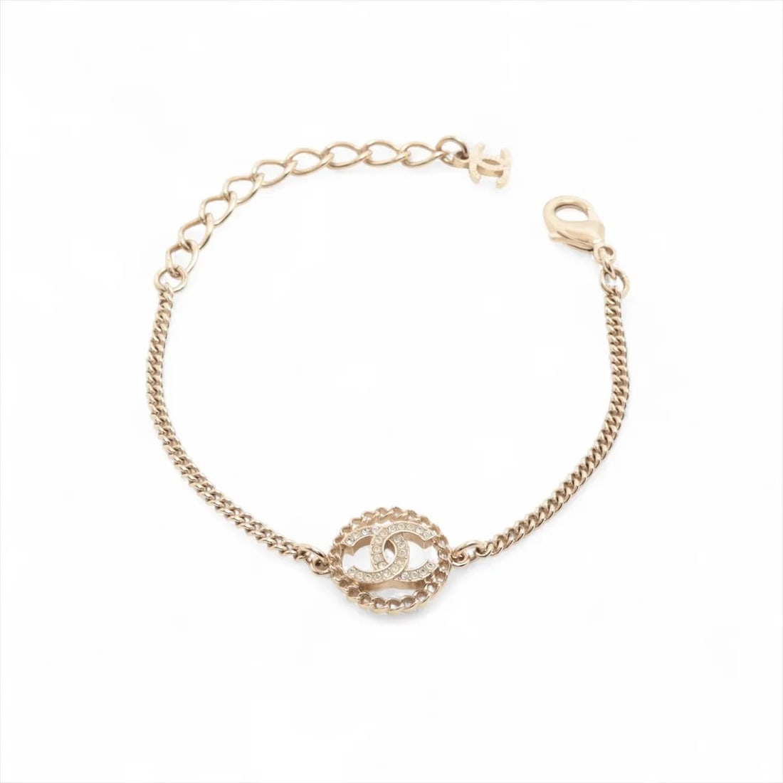 CHANEL COCO MARK BRACELET GP?RHINESTONE GOLD: Chanel Coco Mark Bracelet GP?Rhinestone Gold Brand: Chanel Type/Style: Bracelet Material: GP?Rhinestone Color: Gold Size: Bracelet length:19cm Accessories: None Accessories Notice: When purchasing