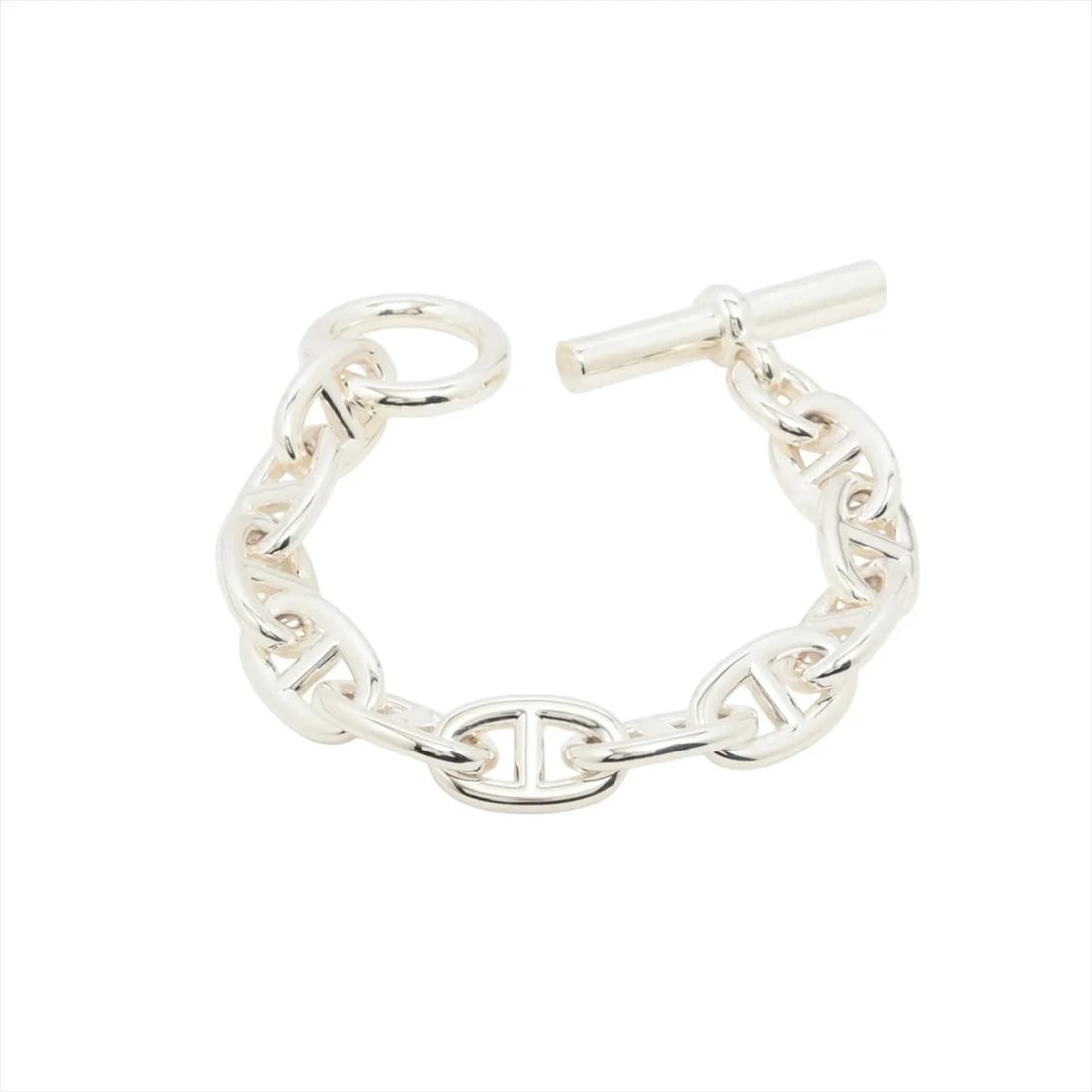 HERMES CHAINE D'ANCRE TGM BRACELET: Hermes Chaine d'Ancre TGM Bracelet Brand: Hermes Type/Style: Bracelet Material: 925 Color: Silver Size: Bracelet length:16.5cm Accessories: None Accessories Notice: When purchasing pre-own