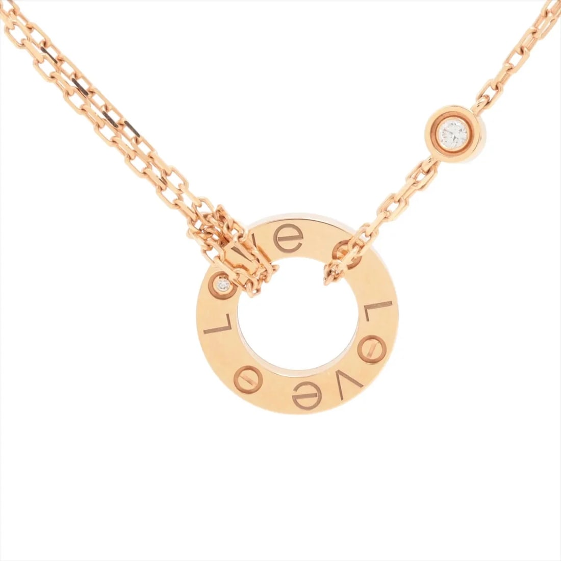 CARTIER LOVE CIRCLE DIAMOND NECKLACE: Cartier Love Circle diamond Necklace Brand: Cartier Type/Style: Necklace Material: 750(PG) Color: pink gold Size: Chain length:41.3cm Accessories: None Accessories Notice: When purchasing pre-owned