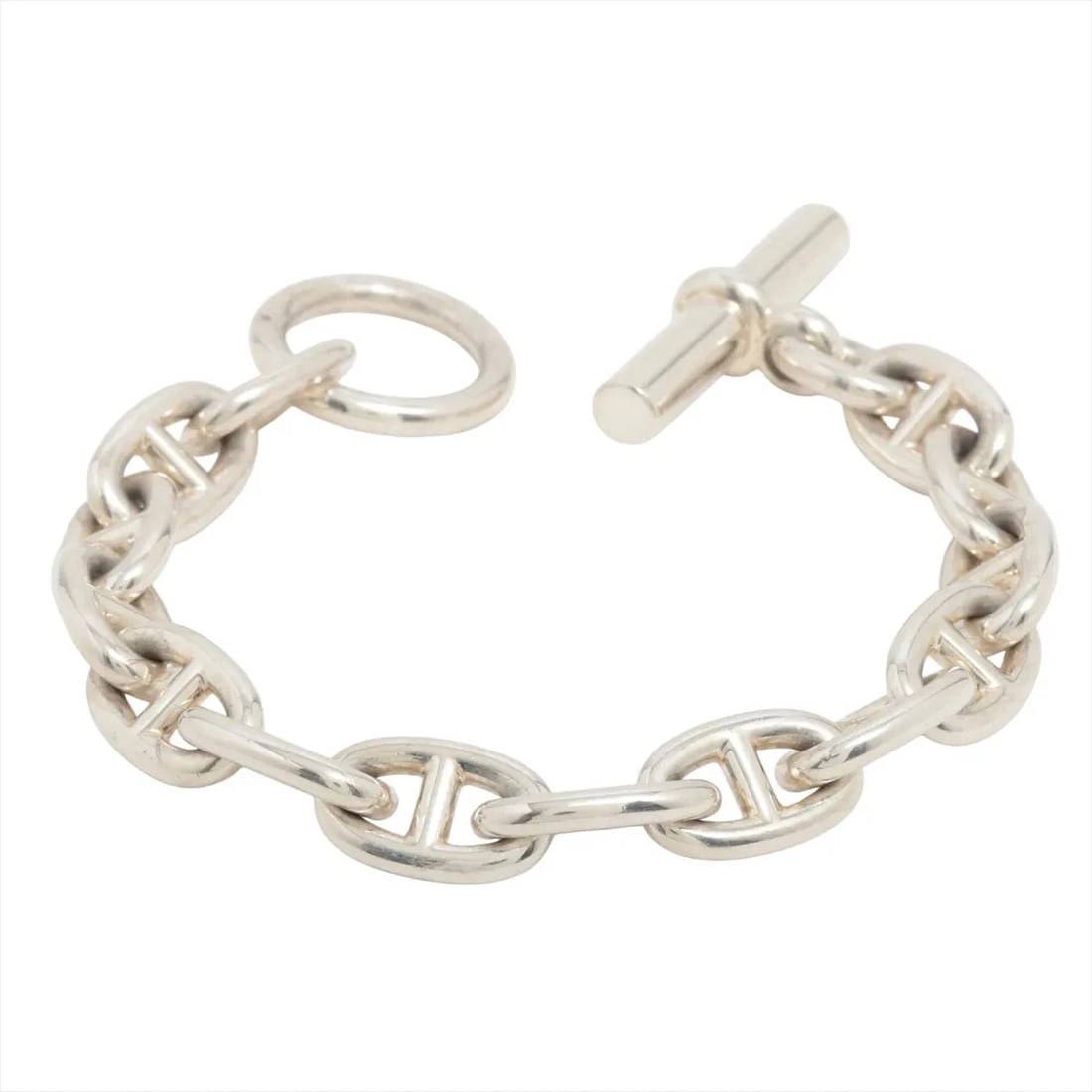 HERMES CHAINE D'ANCRE MM BRACELET: Hermes Chaine d'Ancre MM Bracelet Brand: Hermes Type/Style: Bracelet Material: 925 Color: Silver Size: Bracelet length:15cm Accessories: None Accessories Notice: When purchasing pre-owned goods,