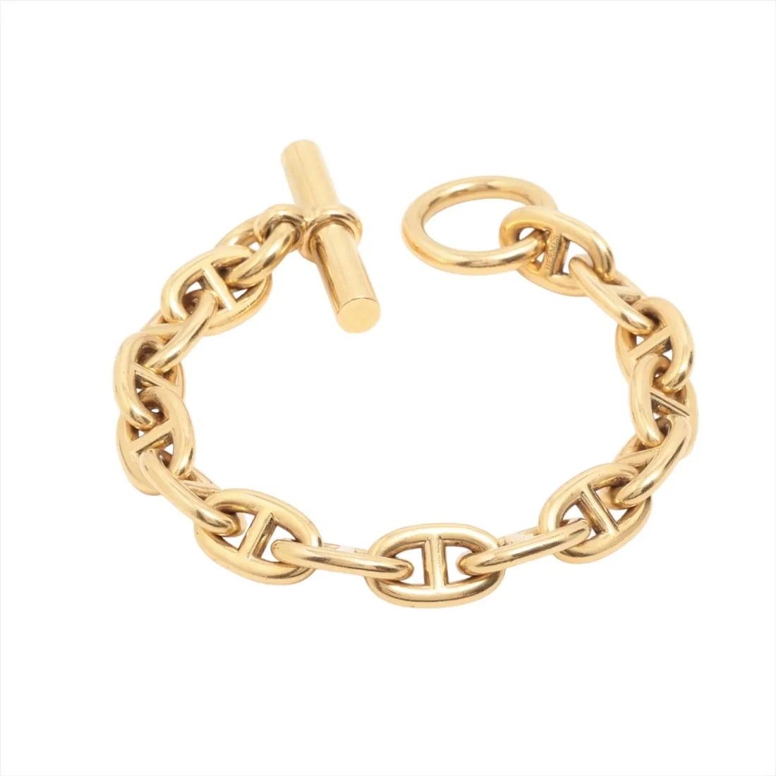 HERMES CHAINE D'ANCRE GM BRACELET: Hermes Chaine d'Ancre GM Bracelet Brand: Hermes Type/Style: Bracelet Material: 750(YG) Color: Yellow Gold Size: Bracelet length:19.5cm Accessories: None Accessories Notice: When purchasing pre-owned