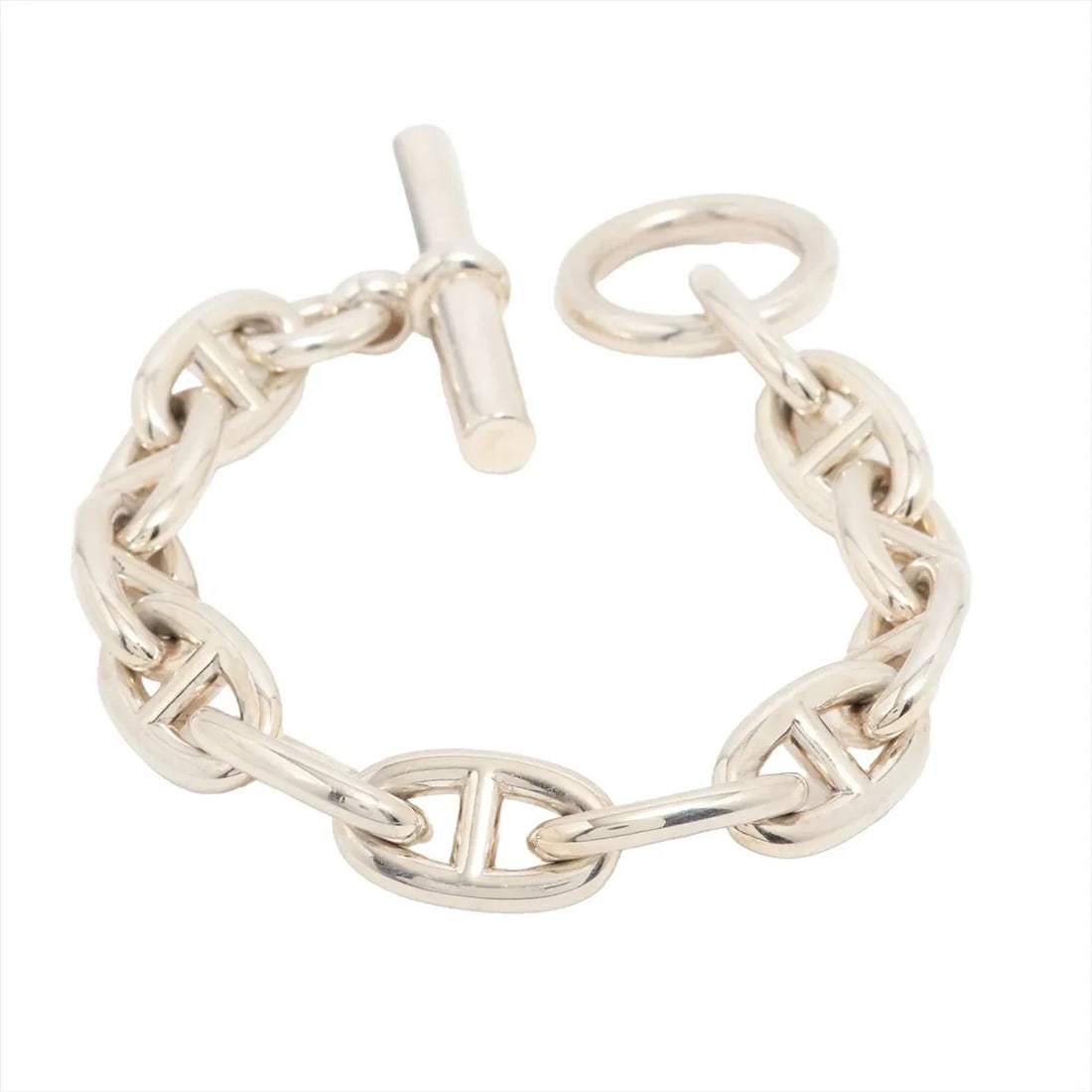 HERMES CHAINE D'ANCRE GM BRACELET: Hermes Chaine d'Ancre GM Bracelet Brand: Hermes Type/Style: Bracelet Material: 925 Color: Silver Size: Bracelet length:15.5cm Accessories: None Accessories Notice: When purchasing pre-owned goods,
