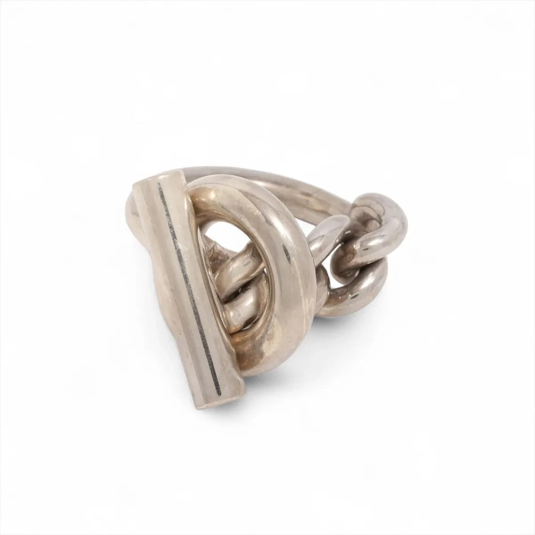 HERMES RING 925 SILVER: Hermes Ring 925 Silver Brand: Hermes Type/Style: Ring Material: 925 Color: Silver Size: 5.25 US Accessories: None Accessories Notice: When purchasing pre-owned goods, please refer to the photos of