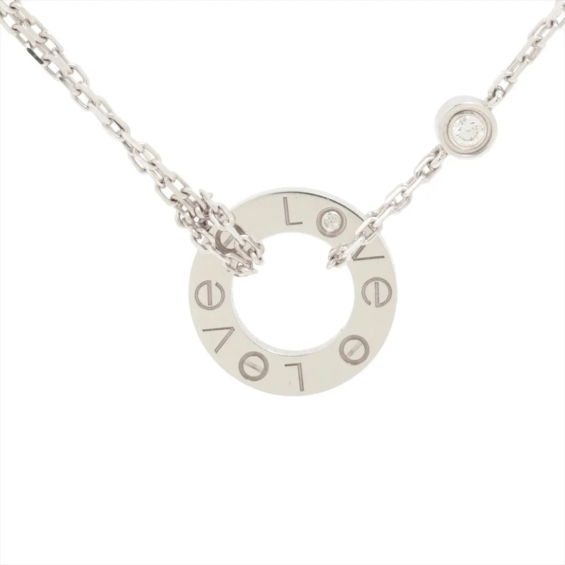 CARTIER LOVE CIRCLE DIAMOND NECKLACE 750(WG): Cartier Love Circle diamond Necklace 750(WG) Brand: Cartier Type/Style: Necklace Material: 750(WG), Main Stone Natural Color: White Gold Size: Chain length:40.8cm Accessories: None Accessories