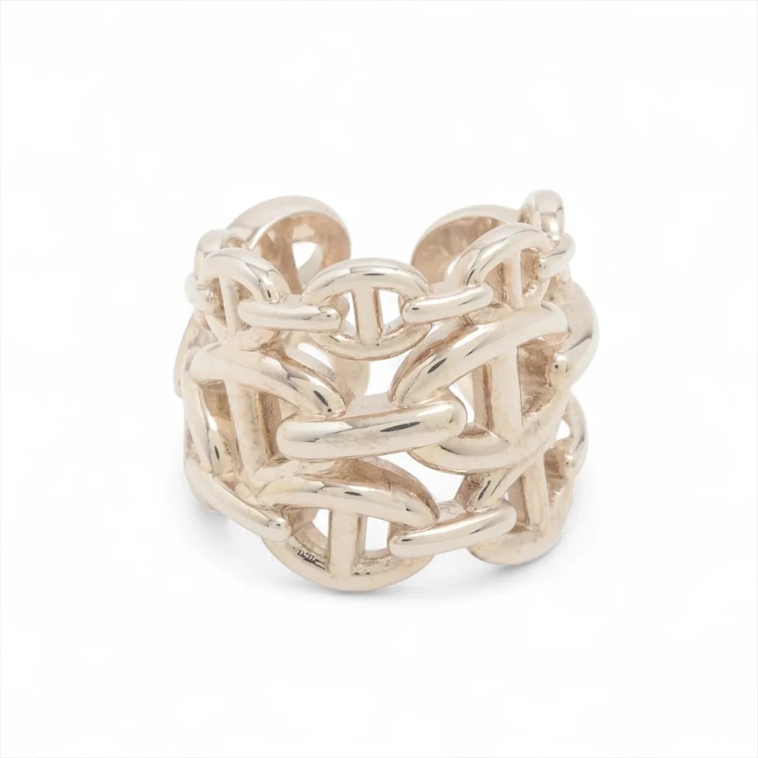 HERMES CHAINE D'ANCRE ENCHAINEE RING: Hermes Chaine d'Ancre Enchainee Ring Brand: Hermes Type/Style: ring Material: 925 Color: Silver Size: 5.25 US Accessories: None Accessories Notice: When purchasing pre-owned goods, please