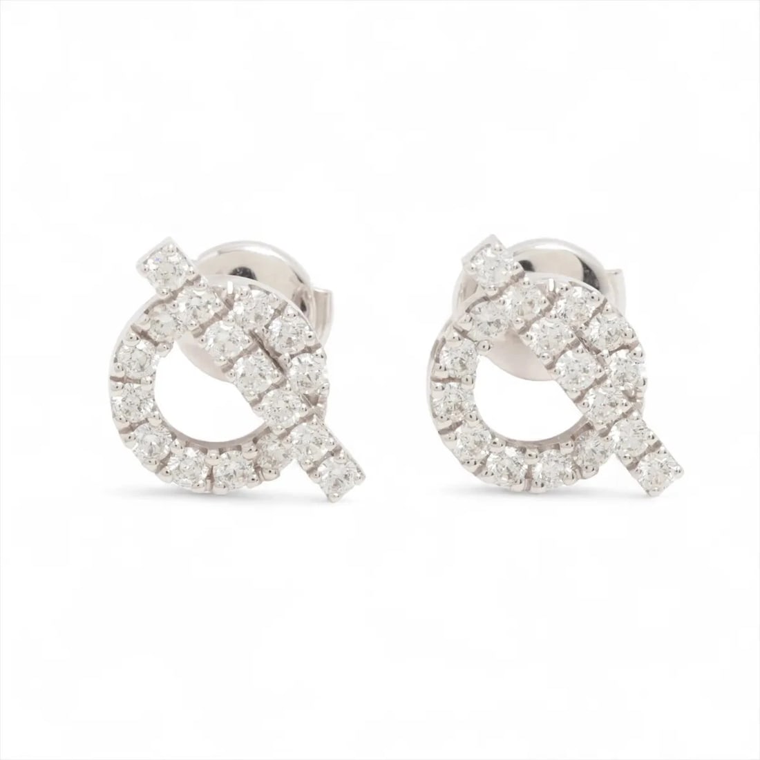 HERMES FINESSE DIAMOND PIERCING JEWELRY 750(WG): Hermes Finesse diamond Piercing jewelry 750(WG) Brand: Hermes Type/Style: Piercing jewelry Material: 750(WG), Main Stone Natural Color: White Gold Size: Height:1Length:1.5cm Accessories: None