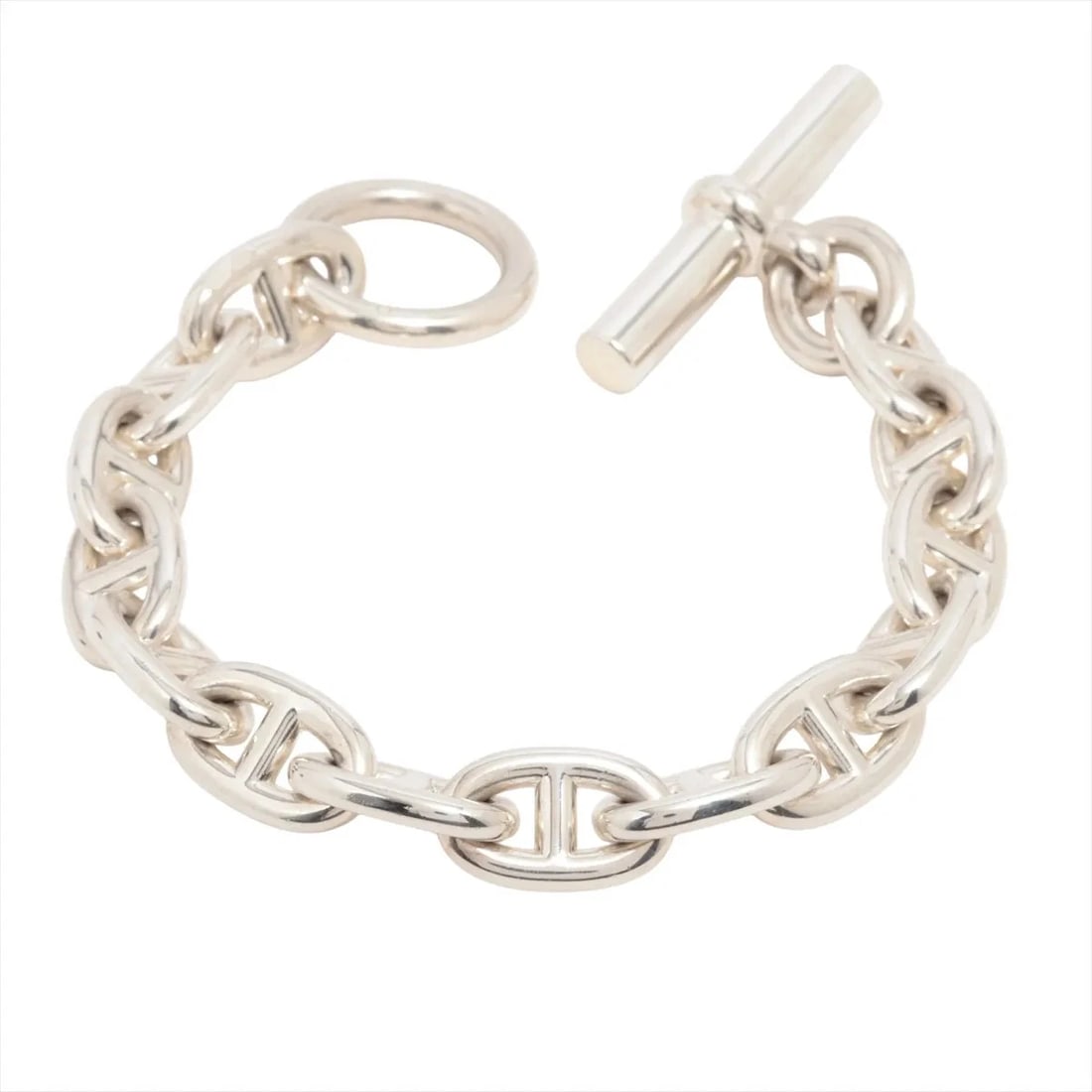 HERMES CHAINE D'ANCRE MM BRACELET: Hermes Chaine d'Ancre MM Bracelet Brand: Hermes Type/Style: Bracelet Material: 925 Color: Silver Size: Bracelet length:14.5cm Accessories: None Accessories Notice: When purchasing pre-owned goods,