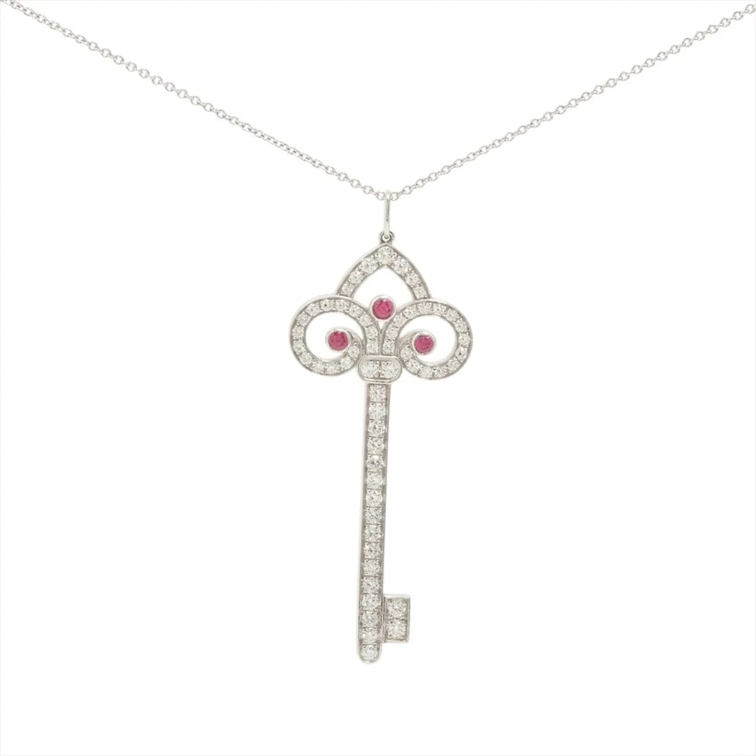 TIFFANY RUBY NECKLACE 750(WG)?PT950: Tiffany Ruby Necklace 750(WG)?Pt950 Brand: Tiffany Type/Style: Necklace Material: 750(WG)?Pt950, Main Stone Ruby Color: WG,Silver Size: Chain length:62.2cm Accessories: None Accessories Notice: When