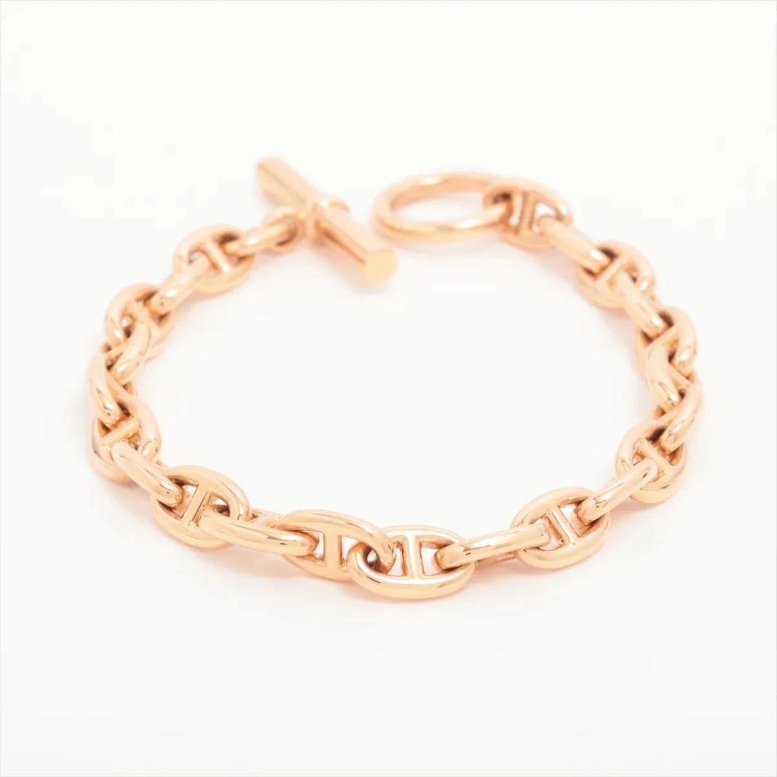 HERMES CHAINE D'ANCRE BRACELET: Hermes Chaine d'Ancre Bracelet Brand: Hermes Type/Style: Bracelet Material: 750(PG) Color: Pink Gold Size: Bracelet length:15.7cm Accessories: None Accessories Notice: When purchasing pre-
