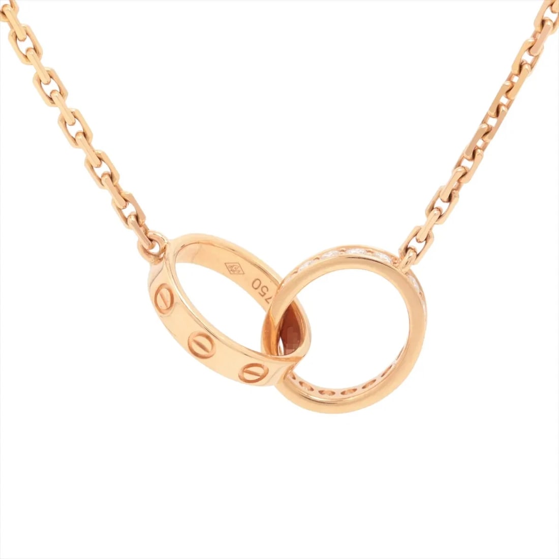 CARTIER BABY LOVE DIAMOND NECKLACE 750(PG): Cartier Baby Love diamond Necklace 750(PG) Brand: Cartier Type/Style: Necklace Material: 750(PG), Main Stone Natural Color: Pink Gold Size: Chain length:45cm Accessories: None Accessories Notice: