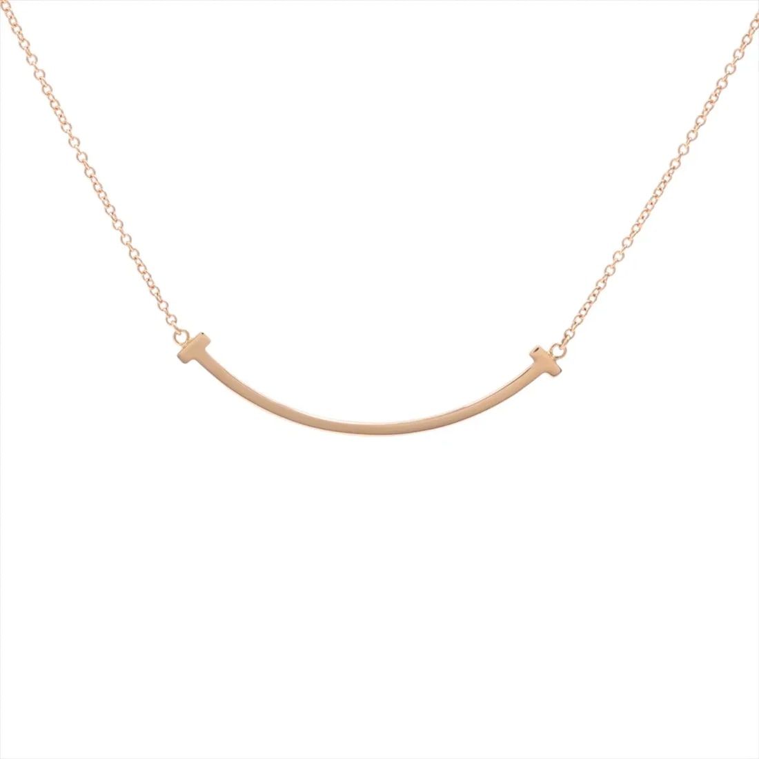 TIFFANY T SMILE SMALL NECKLACE: Tiffany T Smile Small Necklace Brand: Tiffany Type/Style: Necklace Material: 750(PG) Color: pink gold Size: Chain length:45.4cm Accessories: None Accessories Notice: When purchasing pre-owned goods,