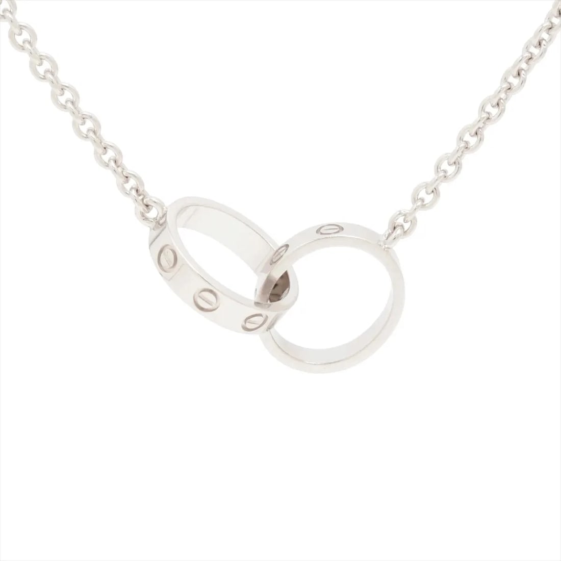 CARTIER BABY LOVE NECKLACE 750(WG): Cartier Baby Love Necklace 750(WG) Brand: Cartier Type/Style: Necklace Material: 750(WG) Color: White Gold Size: Chain length:44.2cm Accessories: None Accessories Notice: When purchasing pre-owned