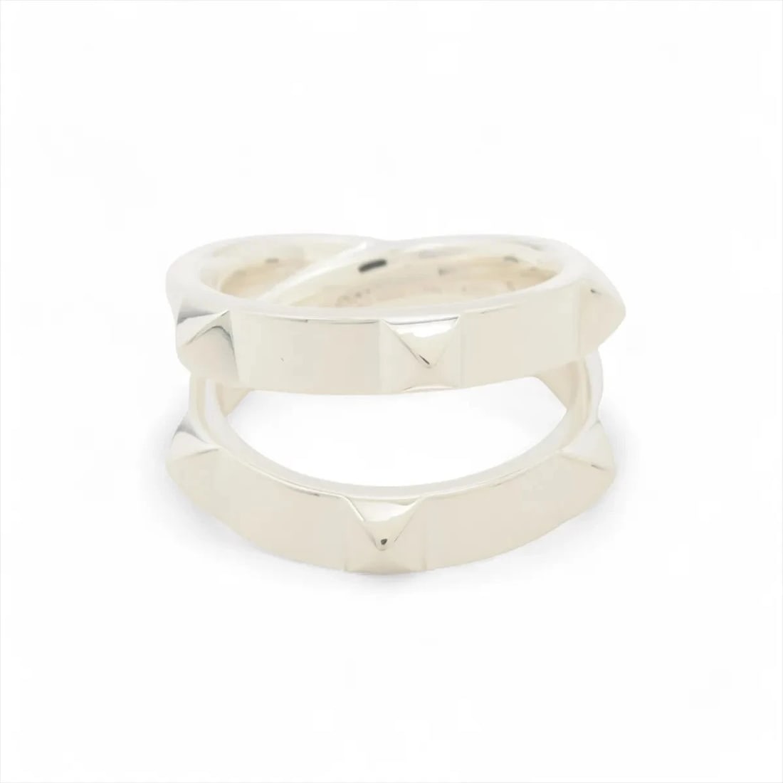 HERMES MINI CREW DOUBLE RING: Hermes mini crew double Ring Brand: Hermes Type/Style: Ring Material: 925 Color: Silver Size: 6 US Accessories: None Accessories Notice: When purchasing pre-owned goods, please refer to th