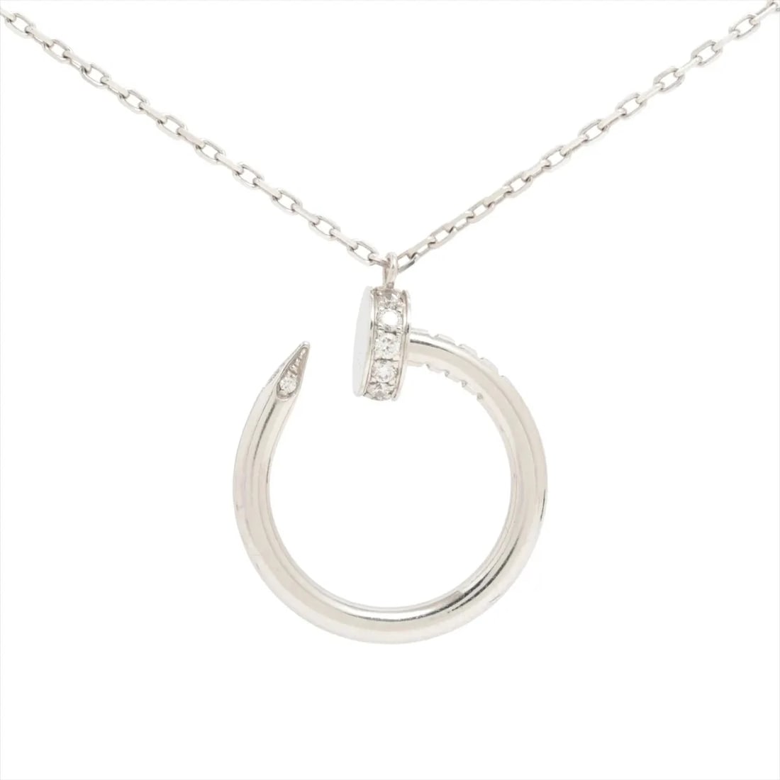CARTIER JUSTE UN CLOU DIAMOND NECKLACE 750(WG): Cartier Juste un Clou diamond Necklace 750(WG) Brand: Cartier Type/Style: Necklace Material: 750(WG), Main Stone Natural Color: White Gold Size: Chain length:48.8cm Accessories: None Accessories